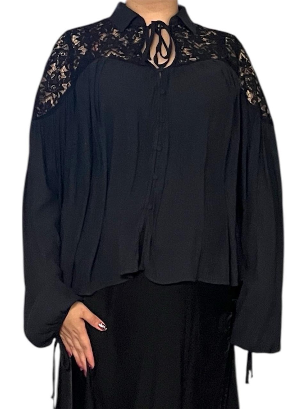 Free people Black lace top.